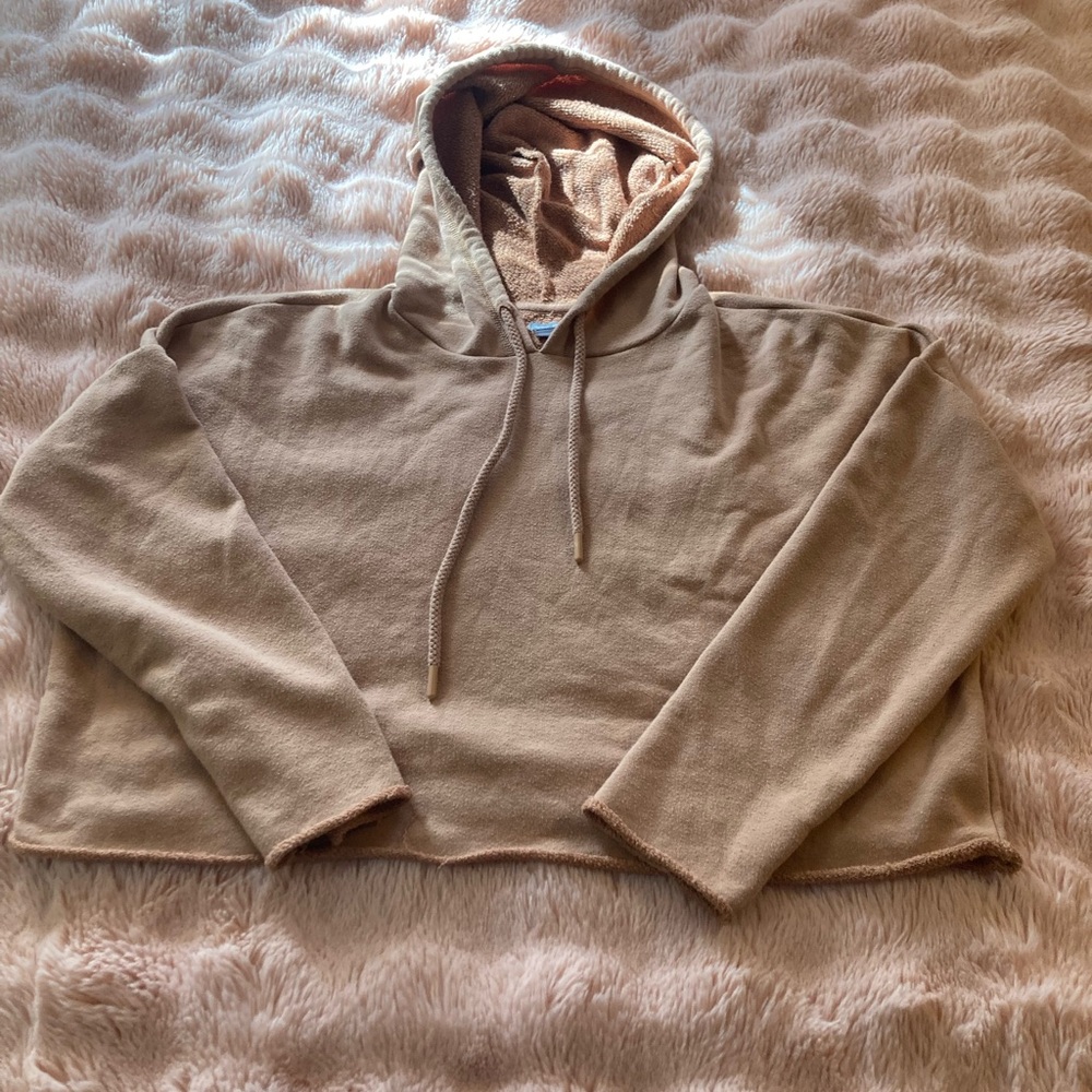 Aerie Tan Cropped Hoodie Women’s Medium